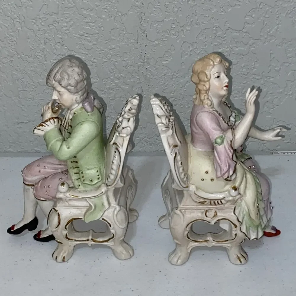 Andrea by Sadek Handpainted Porcelain Figurine Man Woman Set Occupied Japan READ